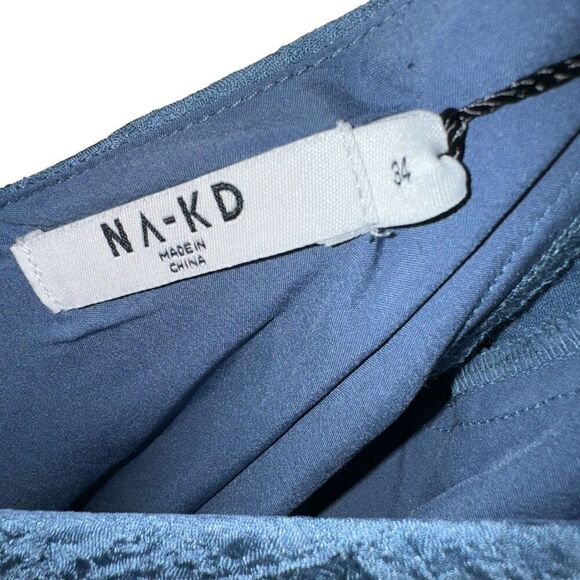 NA-KD Gathered Puff Sleeve Mini Dress In Blue Size 34 EU (4US) NEW - Picture 6 of 8